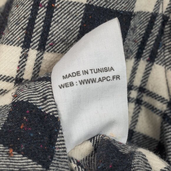 A.P.C. Navy & White Plaid-Flannel Buttoned Shirt - Picture 10 of 10